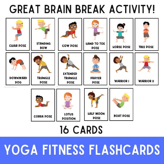 Yoga Fitness Flashcards | Kids Exercises | Flash Cards for Kids | Activities | Physical Education | Busy Book | Movement Break Activity
