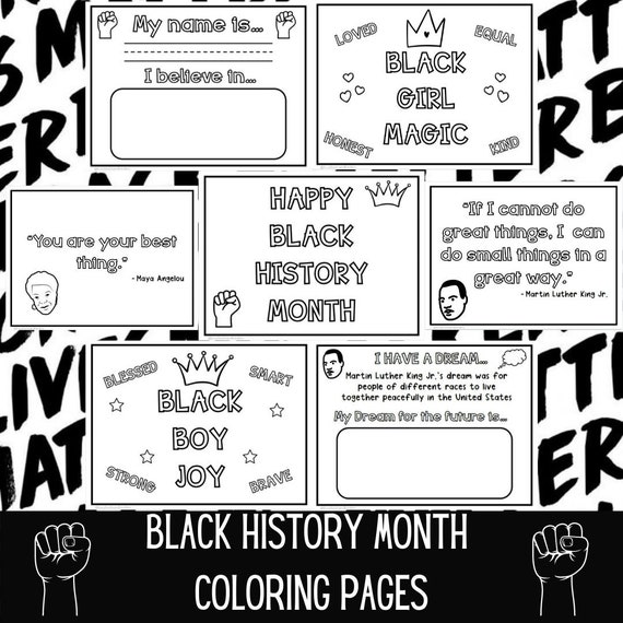 Black History Coloring Bundle | Coloring Pages |  Black Empowerment | Affirmations for Kids | BLM | Instant Download | Melanin | Black Girl
