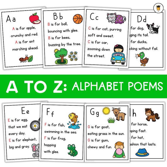 Alphabet Poem Posters | A-Z Alphabet Posters | Classroom Decor | ABC | Preschool | Kindergarten | Sight Words | Letters | Anchor Charts