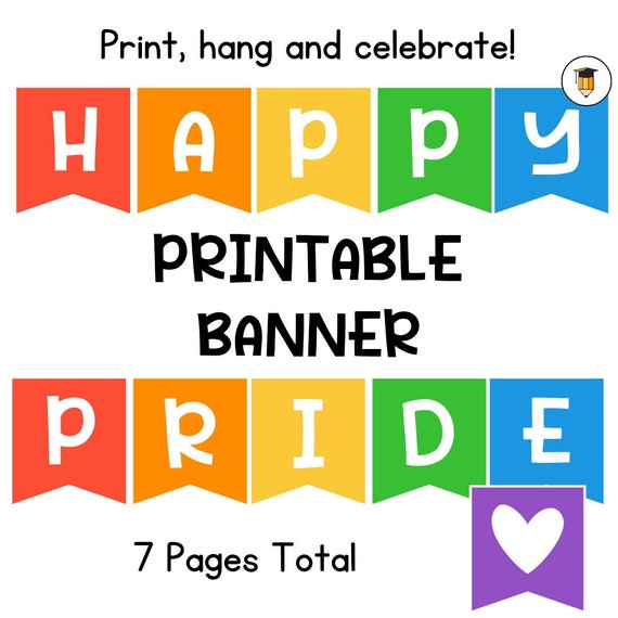 PRIDE BANNER | Happy Pride | Printable Banner | Bulletin Board | Wall Decor | LGBTQ+ | June | Rainbow Banner | Queer | Safe Space | Poster