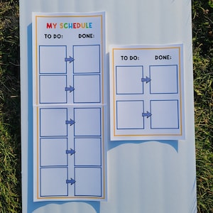 COPIE PHYSIQUE : À faire et à faire | Embarquez ensuite | Aide visuelle | Calendrier visuel | Comportement des tout-petits | Graphique de comportement | Carte de tâche | Je veux