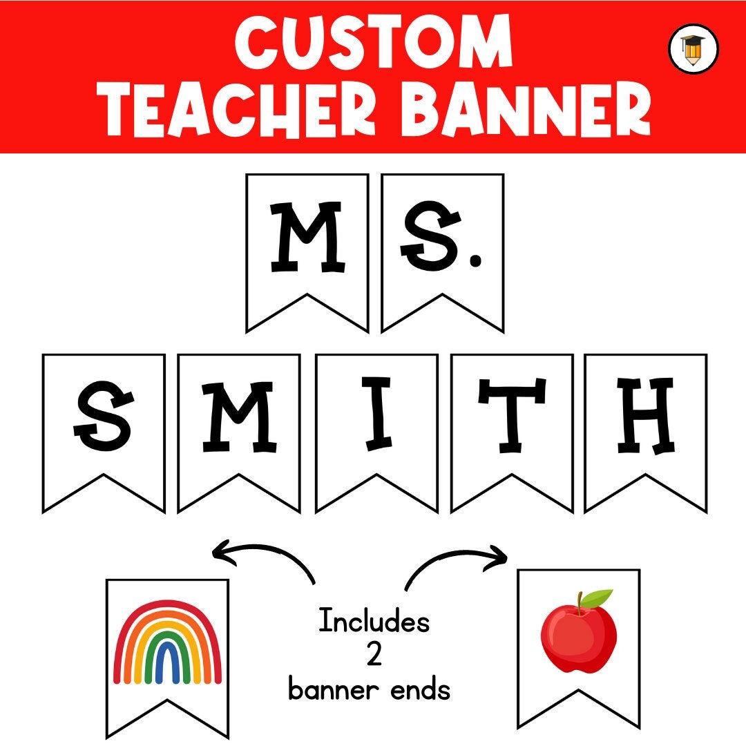 PRINTABLE Custom Teacher Name Banner Printable Banner Teacher