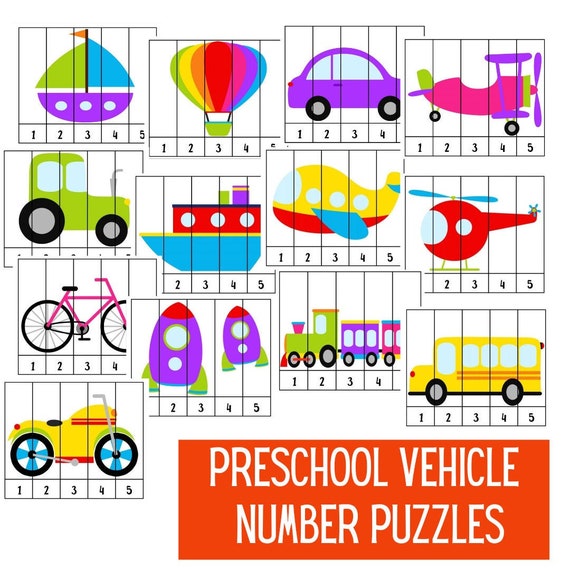 Preschool Puzzle | Cars | Vehicles | Transportation | Number Puzzles | Number Sequence | Early Years  | Count 1 to 5 | Children's Puzzles