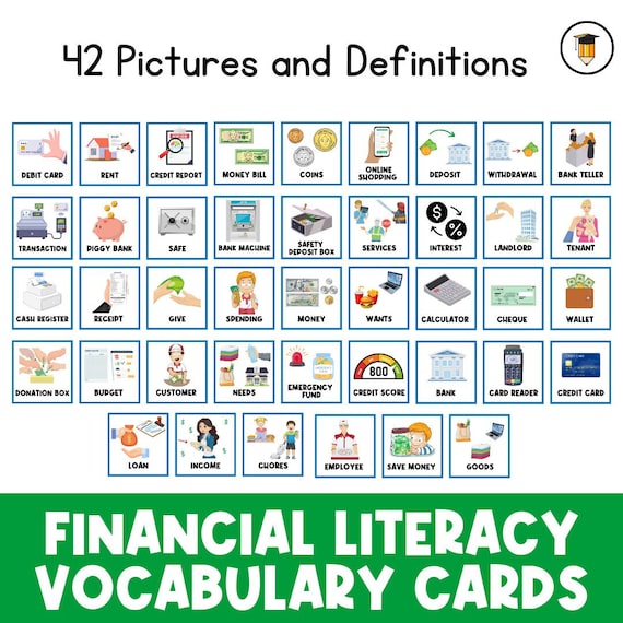 VOCABULARY: Financial Literacy for Kids | Money | Infographic | Learn about money | Money Curriculum | Teenager | Simple | Money | Flashcard