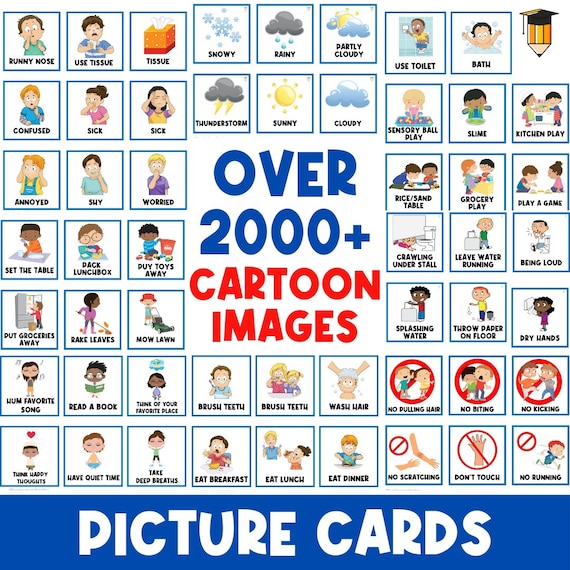 2000+ CARTOON CARDS | First Then Board | Visual Aid |  Schedule | Toddler Behaviour | Behavior Chart | Task Card | Special Needs | Autism