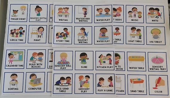 PHYSICAL COPY: 36 Classroom Center Picture Cards | Toys | Visual | Printable Signs | School | Classroom Signs | Activity Signs | Cards