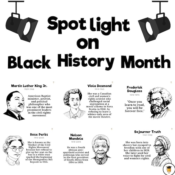 Spotlight on Black History | Bulletin Board Display | Black History Decor | African American History | Printable Poster | Black and White|