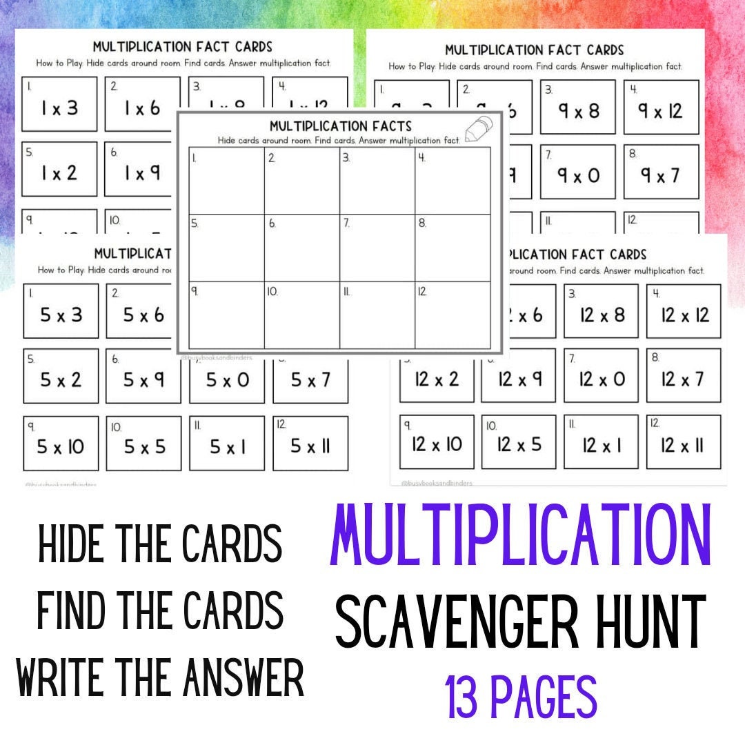 multiplication scavenger hunt math worksheets number the etsy new zealand