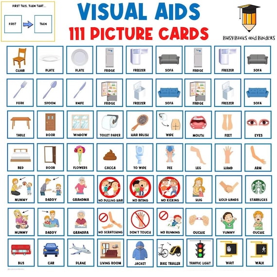 1 BOARD + 111 PICTURE CARDS | First Then Visual Aid | Visual Schedule | Behaviour | Behavior Chart | Task Card | Special Needs | Autism