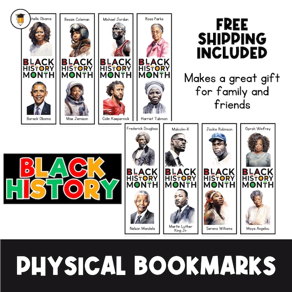 PHYSICAL COPY: 24 BOOKMARKS | Black History Bookmarks | Black History Printable | African American History | Printable Bookmark | mlk jr.