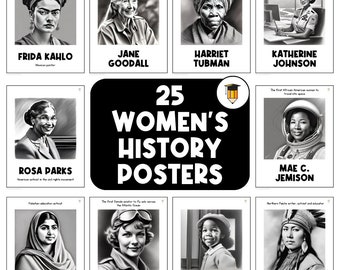 25 Women's History Month Posters | Bulletin Board Display | Women's History Decor | American History | Flashcards | Famous Women | Black