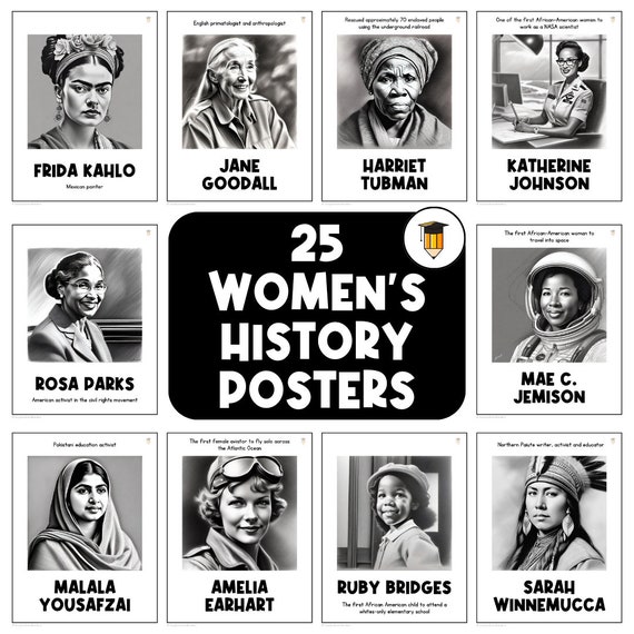 25 Women's History Month Posters | Bulletin Board Display | Women's History Decor | American History | Flashcards | Famous Women | Black