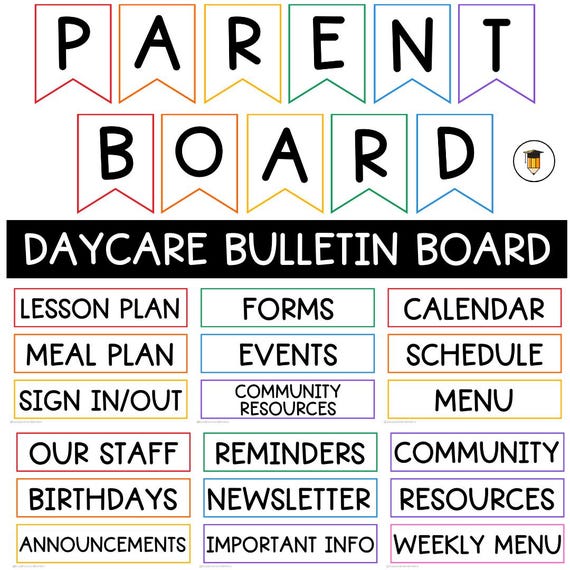 PHYSICAL COPY: Parent Board Banner | Childcare Organization | Visual Schedule | Parent Board | Daycare Decor | Preschool Printables | Poster