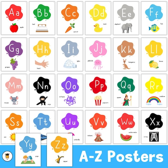 A-Z Posters | Alphabet Posters | Classroom Decor | ABC | Preschool | Kindergarten | Printable Poster | Letters | Back to School
