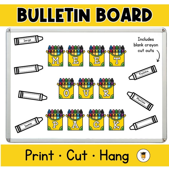 CRAYON BULLETIN BOARD | Meet the Pack | Back to School | Printable  Banner | Kindergarten Printables | Printable Back to School Banner