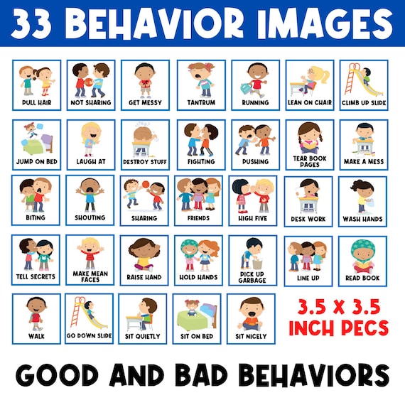 PHYSICAL COPY: 39 Behavior Picture Cards | First Then Visual Aid | Toddler | Behavior Chart | Task Card | Special Needs | Autism | Therapy
