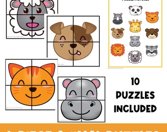 Animaux | Puzzles pour enfants | Premières années | Casse-tête | Motricité fine | École à la maison | Puzzles pour enfants | Téléchargement instantané