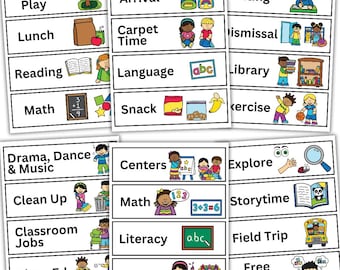 Cartes d'horaires de cours | Calendrier | Horaire quotidien | Calendrier visuel | Organisation des enseignants imprimable | Tableau d'affichage pour la rentrée