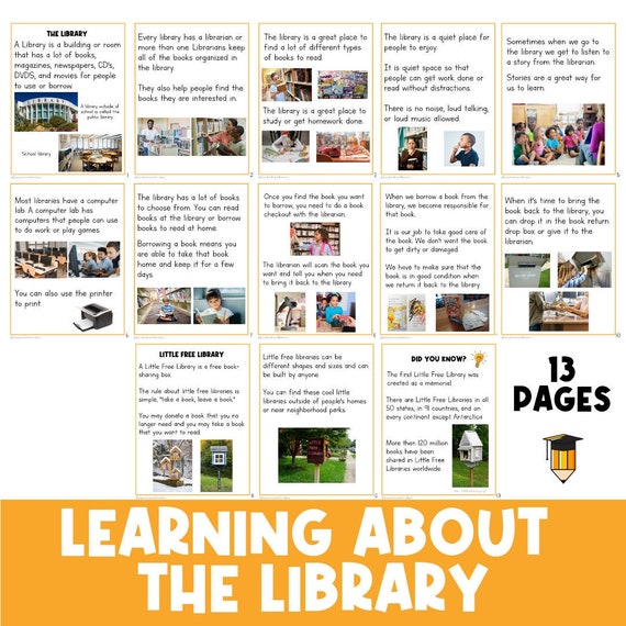 Learn about Library | Reading Comprehension | Reading Activities | Kindergarten| Grade One | Literacy Center | Homeschool | Worksheets