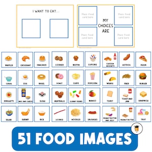 1 BOARD + 45 PICTURE CARDS | Food Choice Board  | Food Pics | Visual Aid  | Choice Board | Behavior | Task Card | Autism | First Then | Food
