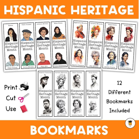 BOOKMARKS: Hispanic Heritage Month | Printable Banner | Bulletin Board | Classroom Decor | Spanish Poster | Latin America | History | Gift