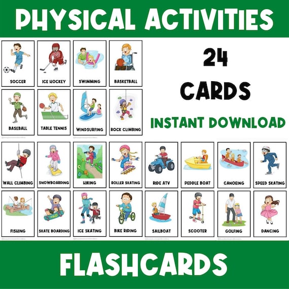 Sports Fitness Flashcards | Kids Exercises | Flash Cards for Kids | Yoga | Activities | Physical Education | Movement Break Activity