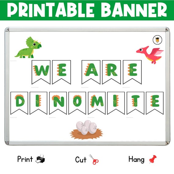 DINOSAUR BULLETIN BOARD | Dinos | We Are Dinomite |  Dinosaur | Busy Book | Kindergarten | Printable Banner | Classroom Decor