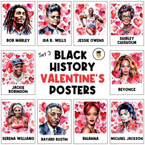 20 Valentine's Day Posters | Black History Poster | Bulletin Board Display | Black History Decor | African American | Printable Poster