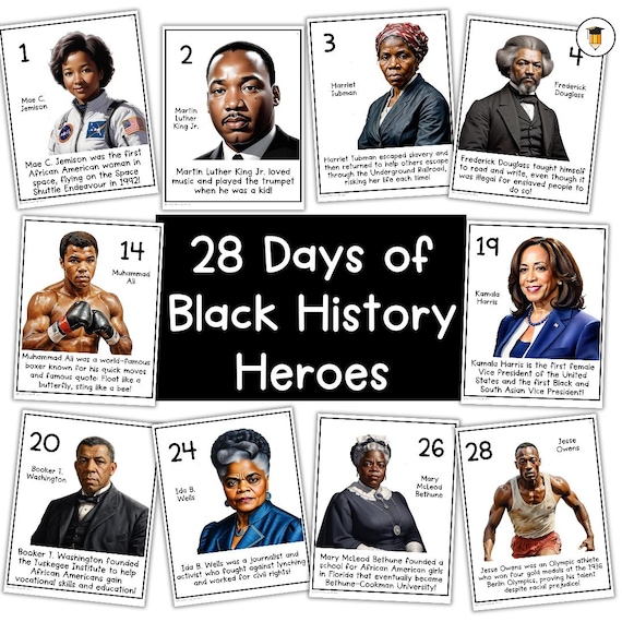 28 Days of Black History | Calendar  | Bulletin Board Display | Black History Decor | African American History | Printable Posters