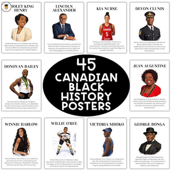 45 CANADIAN Black History Posters | Bulletin Board Display | Black History Decor | African American History | Printable Banner | Black