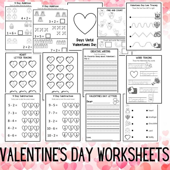 valentine s day worksheet bundle busy book homeschool etsy canada