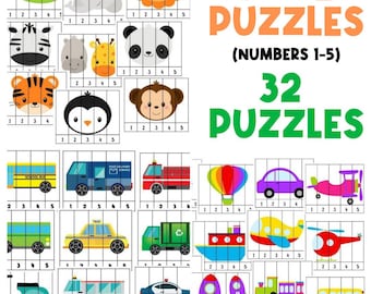 NUMBER PUZZLE BUNDLE | Preschool Animal Puzzle | Number Puzzle | Number Sequence | Early Years | Count 1 to 5 | Children's Puzzles | Animals