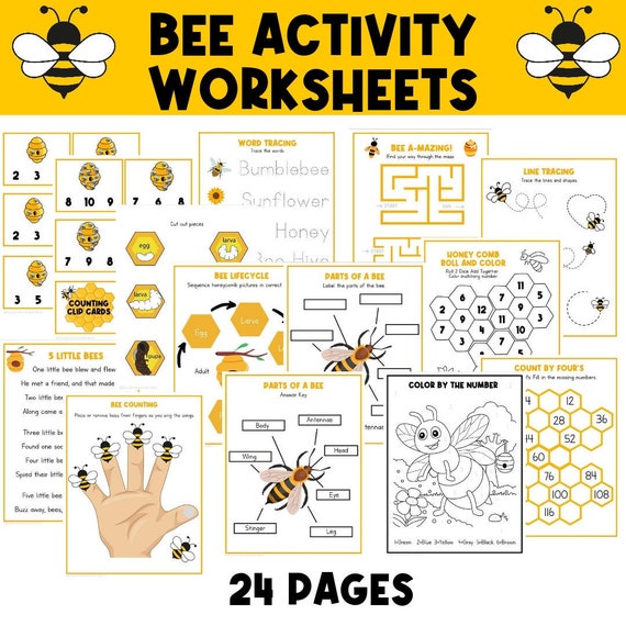 Bees Activities | Bee Lifestyle Stages | Counting | Tracing | Spring Words | Coloring | Preschool Busy Book | Toddler | Homeschool | Summer