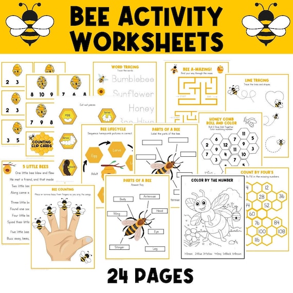 Bees Activities | Bee Lifestyle Stages | Counting | Tracing | Spring Words | Coloring | Preschool Busy Book | Toddler | Homeschool | Summer