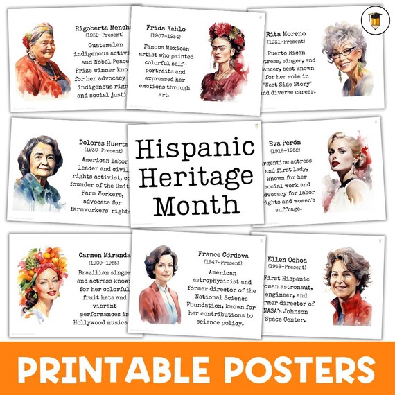 Watercolor Hispanic Heritage Month Posters | Printable Banner | Bulletin Board Display | Classroom Decor | Spanish Poster | Latin American