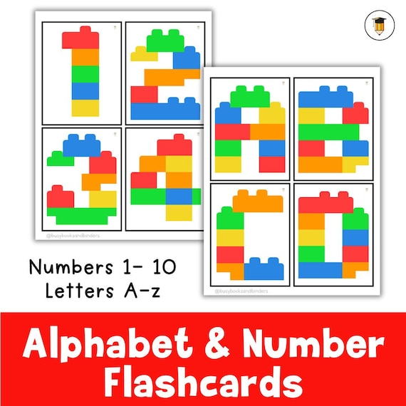 Alphabet and Number Flashcards | Classroom Poster | Preschool | Kindergarten | Letters | Class Decor | Phonics | Literacy  | Building Blocks