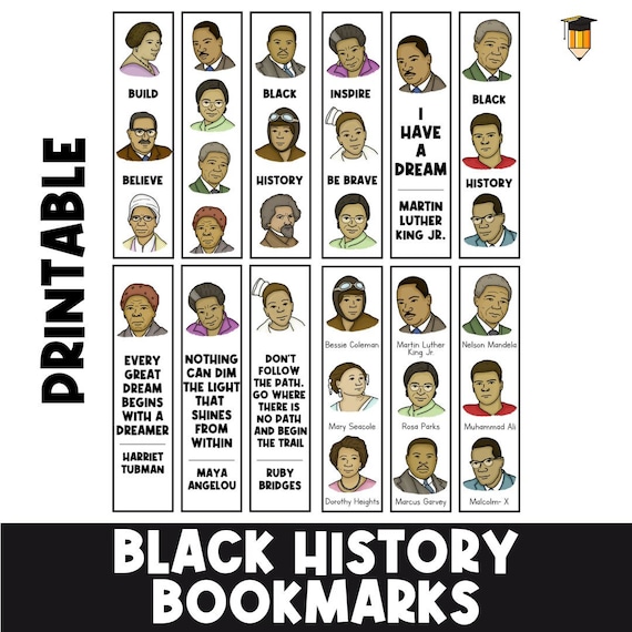BOOKMARKS | Black History Bookmarks | Black History Printable | African American History | Printable Bookmark | Black Lives Matter | MLK Jr.