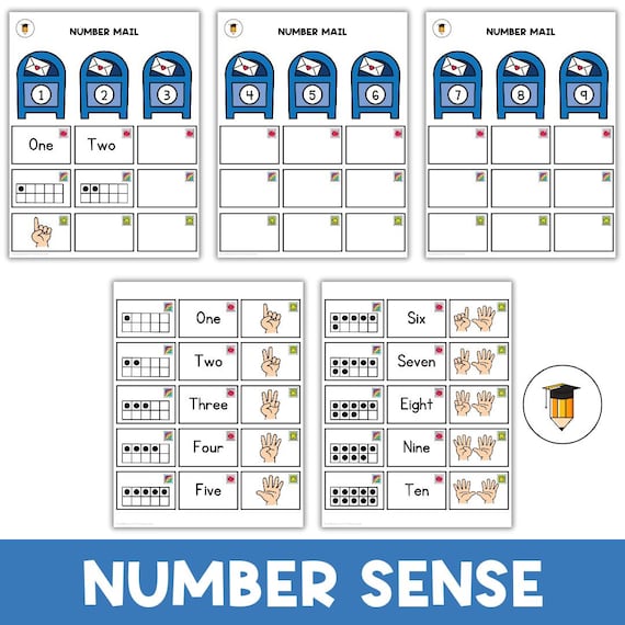 Mail Number Sense | Math Activities | Preschool Math | Kindergarten Math | Printable Math Matching | Homeschool | Numbers | Counting | Ten