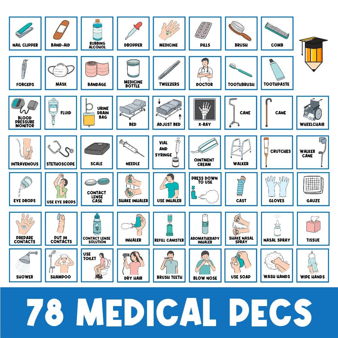 78-medical-picture-cards-first-then-board-visual-aid-schedule-behavior