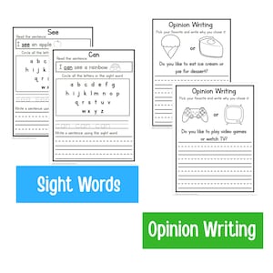 Pu&ograve; includere: Foglio di lavoro stampabile in bianco e nero per bambini per esercitarsi con le parole visive "vedere" e "potere". Il foglio di lavoro include una frase da leggere, un elenco di lettere da cerchiare e righe per scrivere una frase usando la parola visiva.