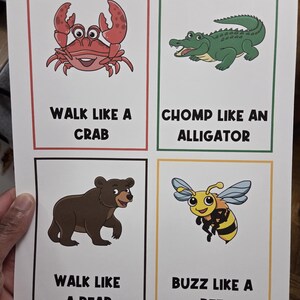 Animal Fitness Movement Flashcards | Kids Exercises | Flash Cards for Kids | Activities | Physical Education | Movement Break Activity image 2