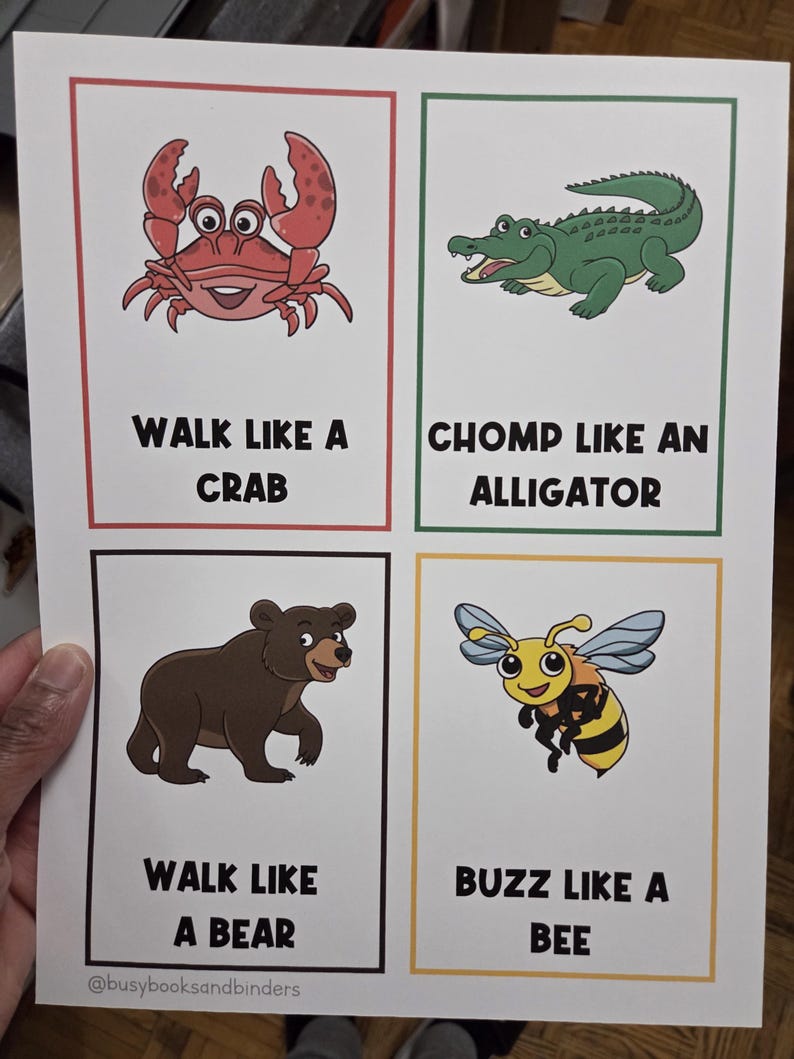 Animal Fitness Movement Flashcards | Kids Exercises | Flash Cards for Kids | Activities | Physical Education | Movement Break Activity image 2