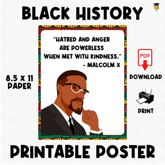 Malcolm-X | Black History Poster | Bulletin Board Display | Black History Decor | African American History | Black Lives Matter | U.S