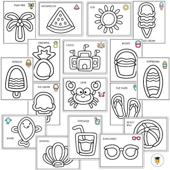 18 Summer Playdough Mats | Play dough | Toddler Activity | Preschool Counting | Montessori | Special Needs | Hands On | Coloring Pages