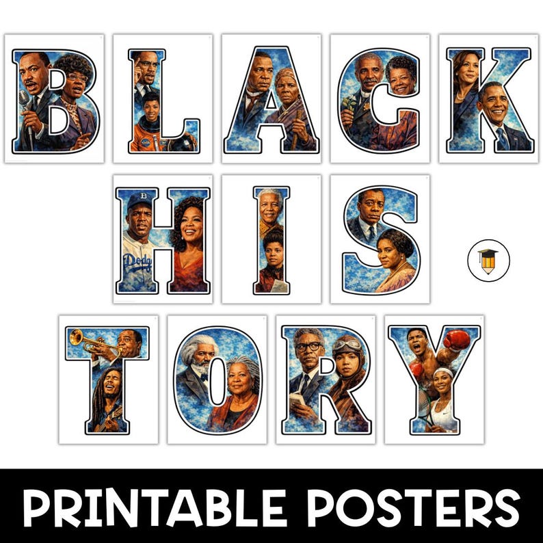 SCHWARZE GESCHICHTE PAKET | Poster mit Geschichte | Pinnwand-Aufsteller | Schwarze Geschichte Dekor | Afroamerikanische Geschichte | Druckbare Banner Bild 2