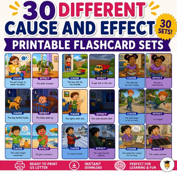 Cause and Effect | Social Studies | Language | Task Cards | Matching Activities | Flashcards | ABA Therapy | Speech | Comprehension