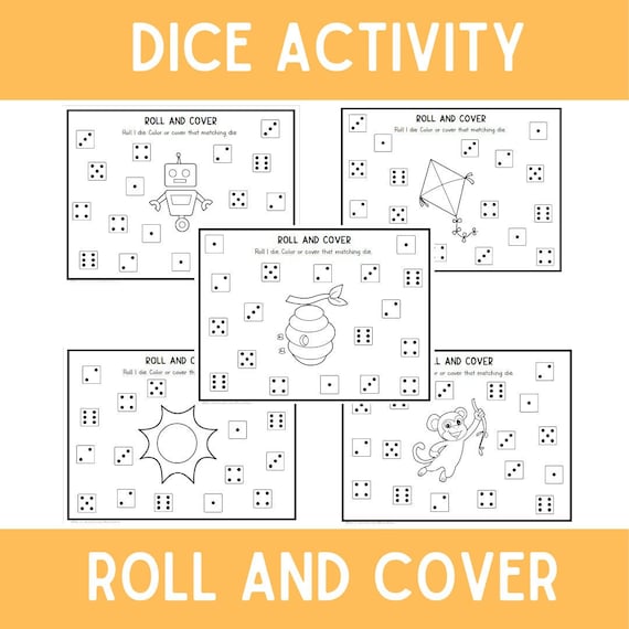 Roll and Cover | Dice Math Games | Preschool | Kindergarten | Math Printable | Busy Book | Numbers | Math Centers | Homeschool Math