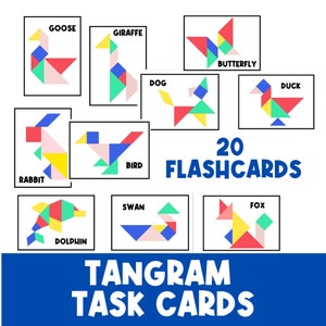 TANGRAM FLASHCARDS | Building  Cards | STEM | Shapes | Puzzles | Busy Bin | Fine Motor Activities | Hands On Learning | Farm Animals