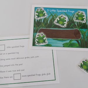 PHYSICAL COPY: 5 Little Speckled Frogs | Nursery Rhymes Songs | Busy Book | Home School | Circle Time | Puppets | Toddler and Preschool