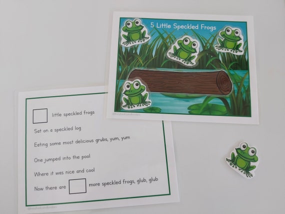 PHYSICAL COPY: 5 Little Speckled Frogs | Nursery Rhymes Songs | Busy Book | Home School | Circle Time | Puppets | Toddler and Preschool